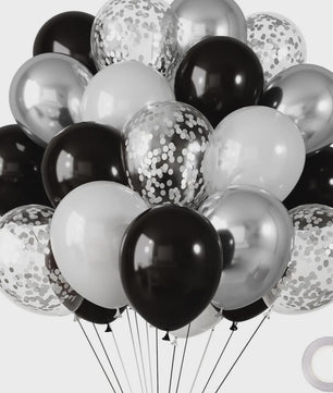 30 Stuks Chrome Latex Ballonnen Mix: Wit, Roze & Blauw - Feestdecoratie