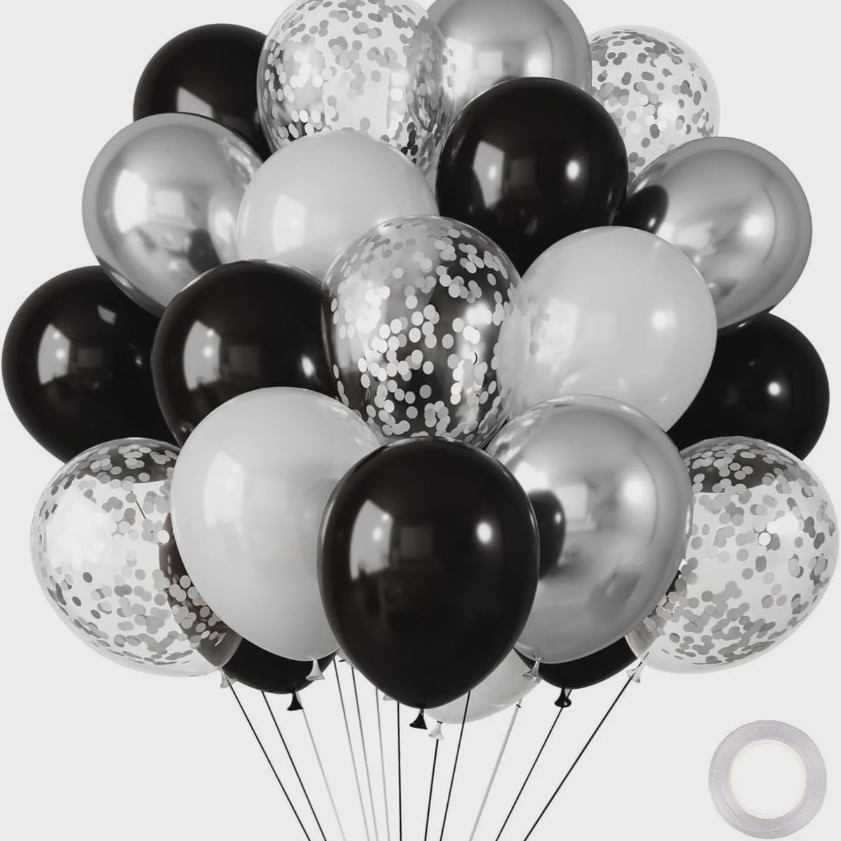 30 Stuks Chrome Latex Ballonnen Mix: Wit, Roze & Blauw - Feestdecoratie