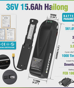 Varstrom E-bike Batterij 36V/48V/52V - Krachtige Lithium Accu met 40A BMS & Lange Levensduur