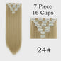 24 Inch Clip-in Haarverlenging - 7 Delig Set met 16 Clips - Synthetisch Recht Haar (Blond & Zwart)