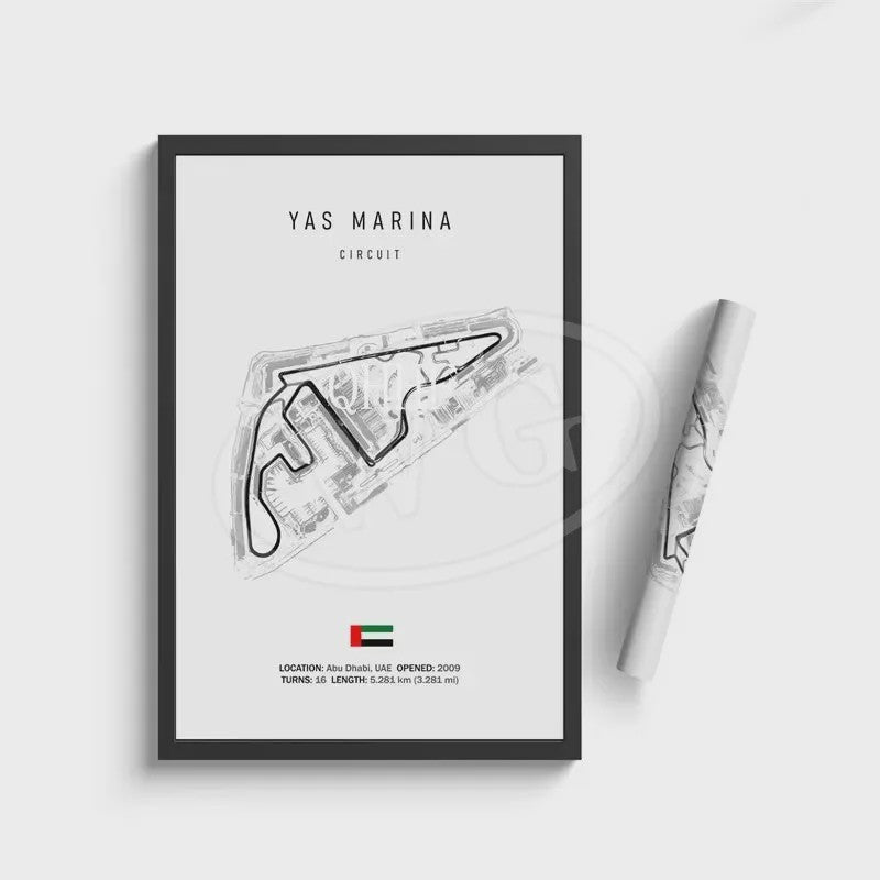 Vintage F1 Circuit Poster: Zwart-Wit Formule 1 Kunst voor de Raceliefhebber