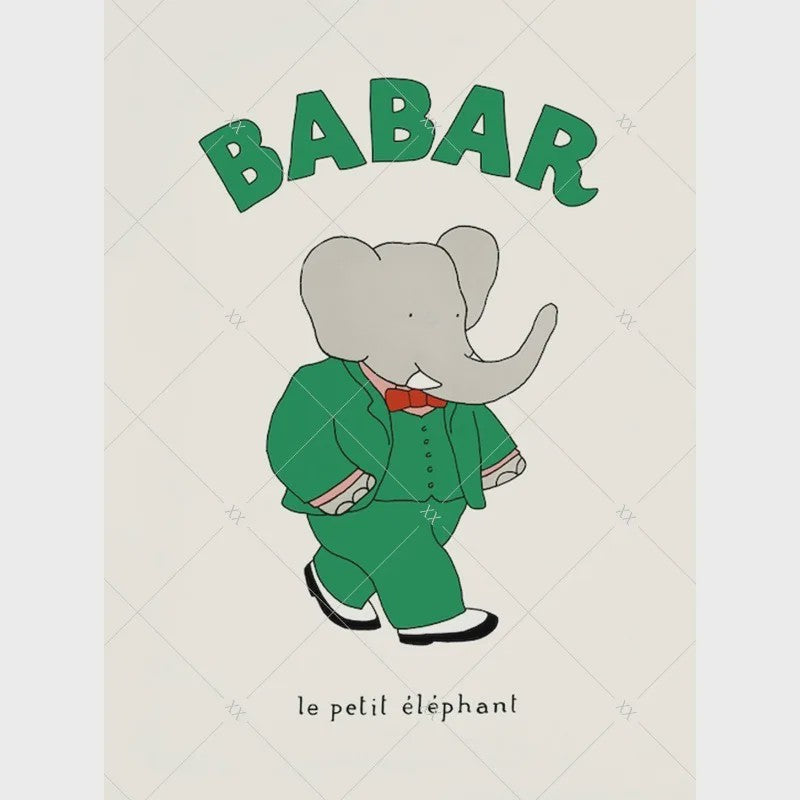 Babar Poster Canvas - Sprookjes Kunst voor Kinderkamer & Babykamer Decoratie
