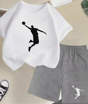 Kinder T-shirt en Short Set - Zomer Sportieve Mode met Grafische Print