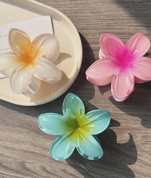 3x Grote Boho Bloemen Haarclips Acryl - Gradient Kleuren & Hawaii Stijl Haaraccessoires voor Dames