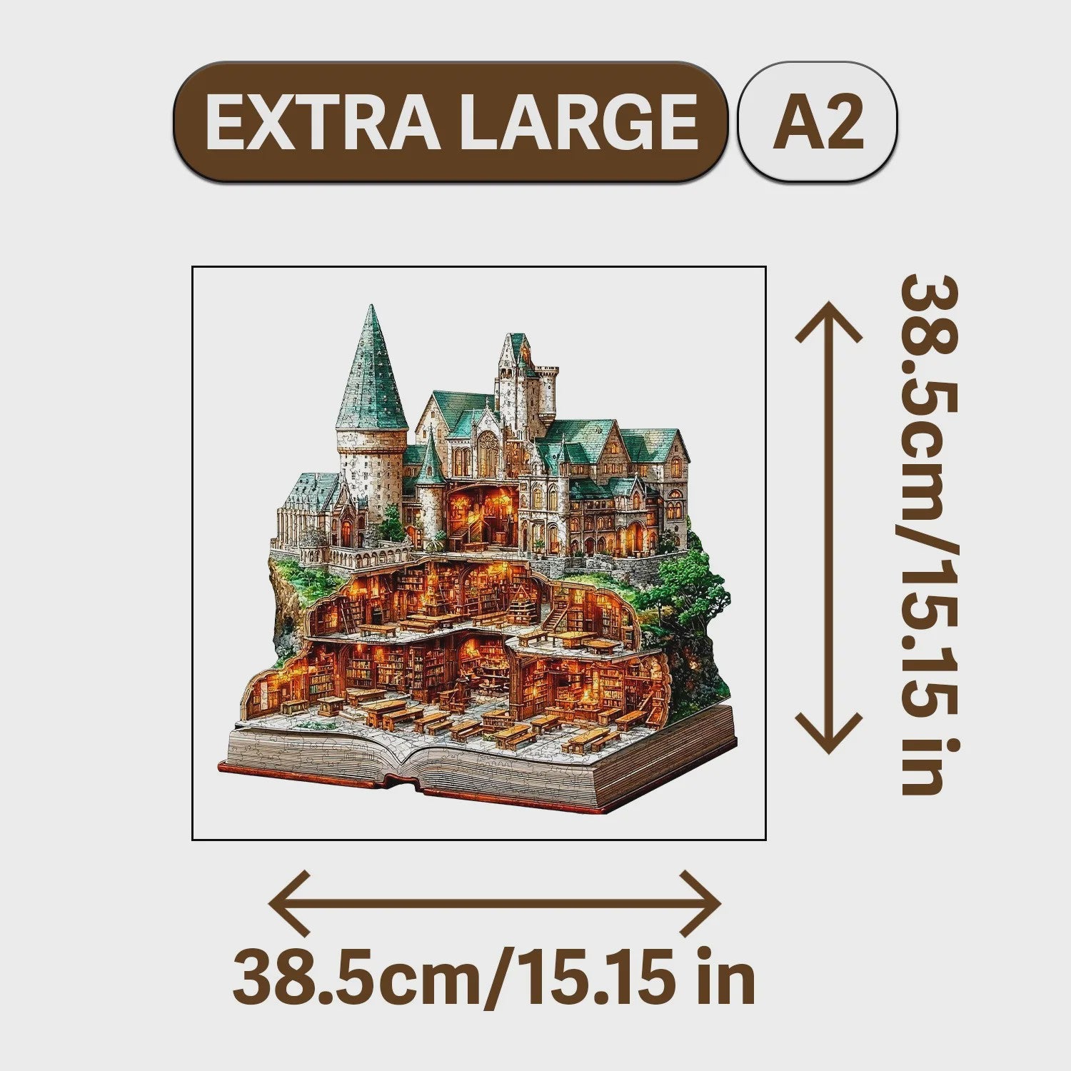 Houten Puzzel Kasteel & Bladeren - Uniek Decoratie Cadeau