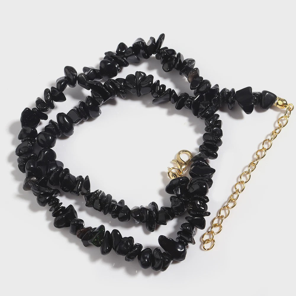 Unieke Natuursteen Choker Ketting - Onregelmatige Kristal & Aquamarijn Chips
