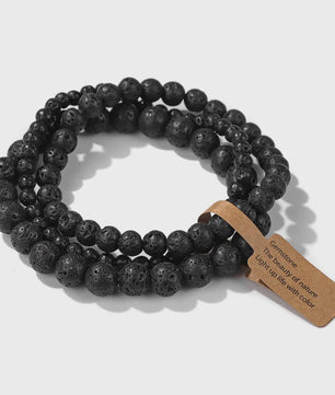 Set van 3 Natuurstenen Kralen Armbanden - Dames & Heren - 4, 6, 8 MM
