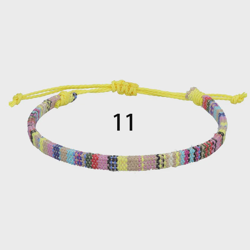 Handgemaakte Boho Anklet Armband - Geweven Stof, Verstelbaar, Beach & Ethnic Stijl