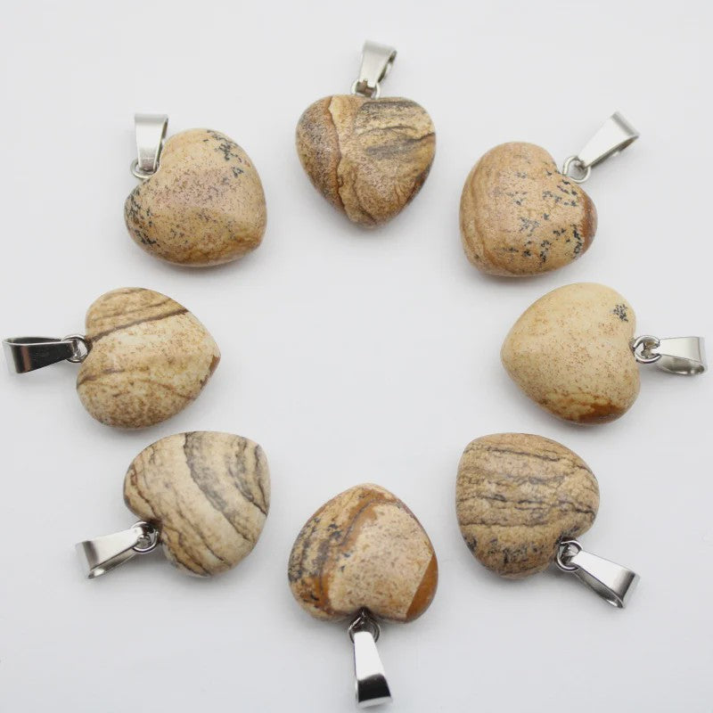 30x Natuursteen Hart Hangers (Amethist/Kwarts/Agaat) - DIY Sieraden Maken