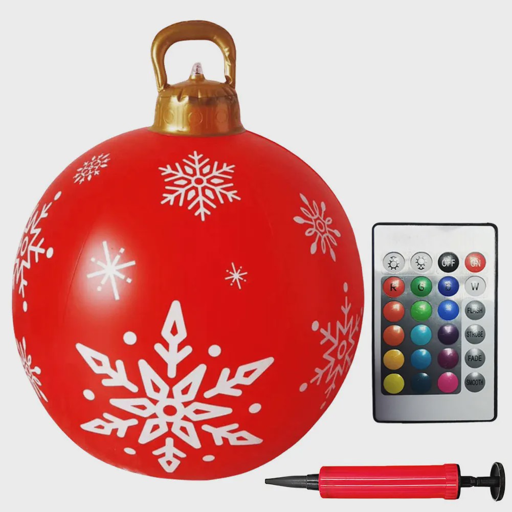 24 Inch Opblaasbare Kerstbal met LED Verlichting - XL Tuindecoratie