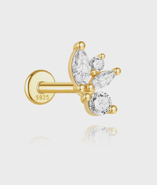 925 Sterling Zilveren Kolibrie Oorbellen Dames - 18K Goudkleurig Platte Achterkant Studs