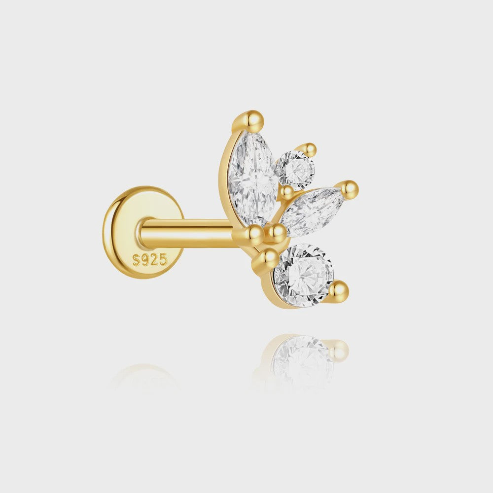 925 Sterling Zilveren Kolibrie Oorbellen Dames - 18K Goudkleurig Platte Achterkant Studs