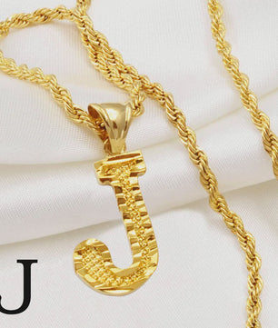 Gouden Initiaal Ketting met Touwketting - Kies Uw Letter (A-Z)
