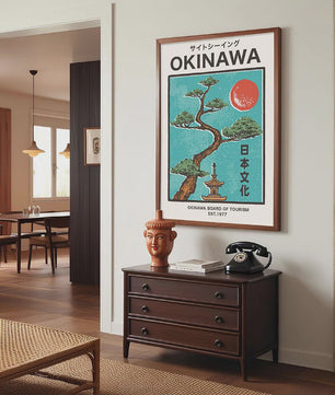 Japanse Koi Vis & Okinawa Vintage Poster - Japandi Wanddecoratie