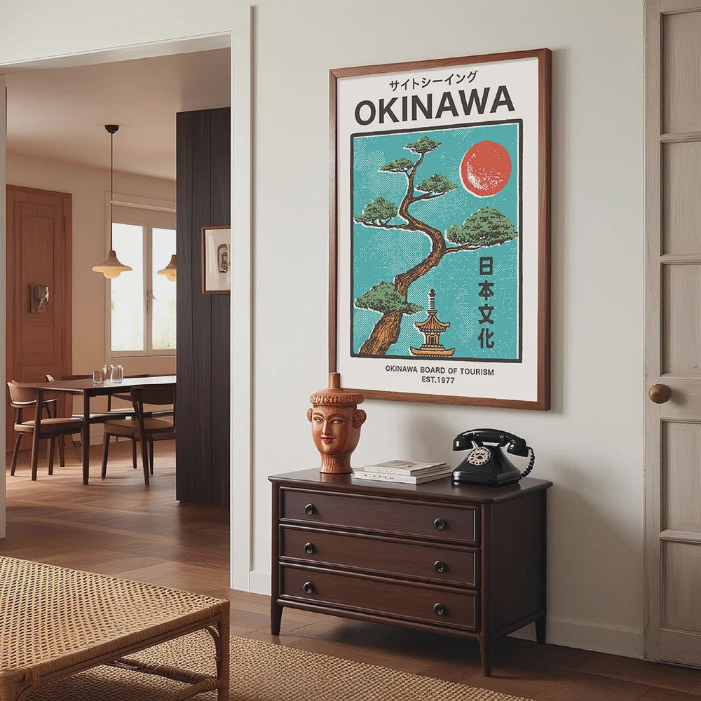 Japanse Koi Vis & Okinawa Vintage Poster - Japandi Wanddecoratie