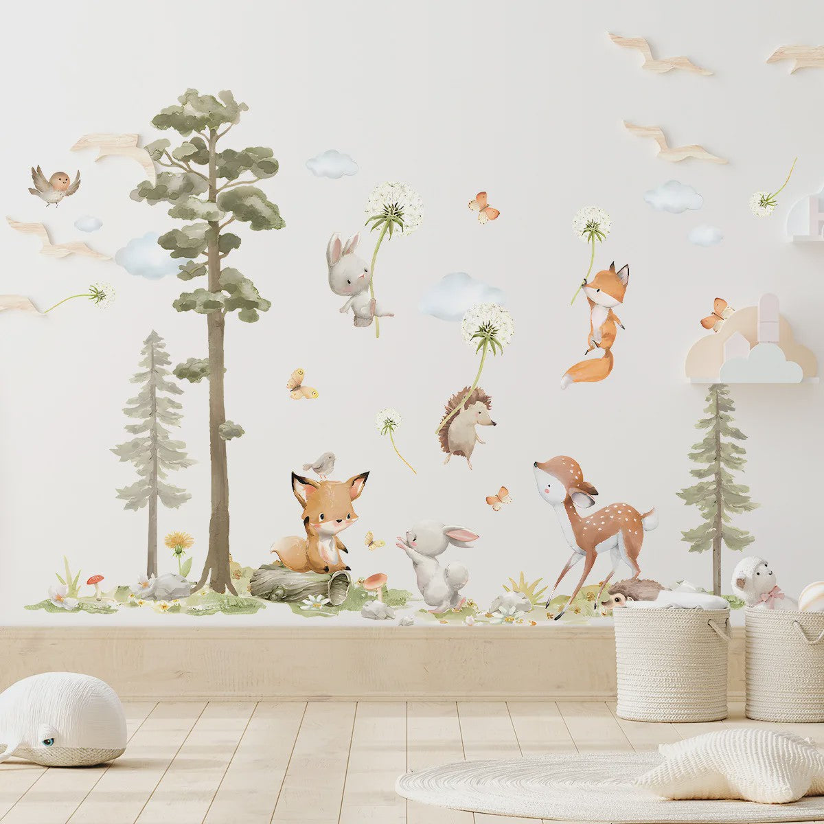 Schattige Bosdieren Muurstickers voor Kinderkamer, Babykamer & Peuterdecoratie - Vinyl Behang