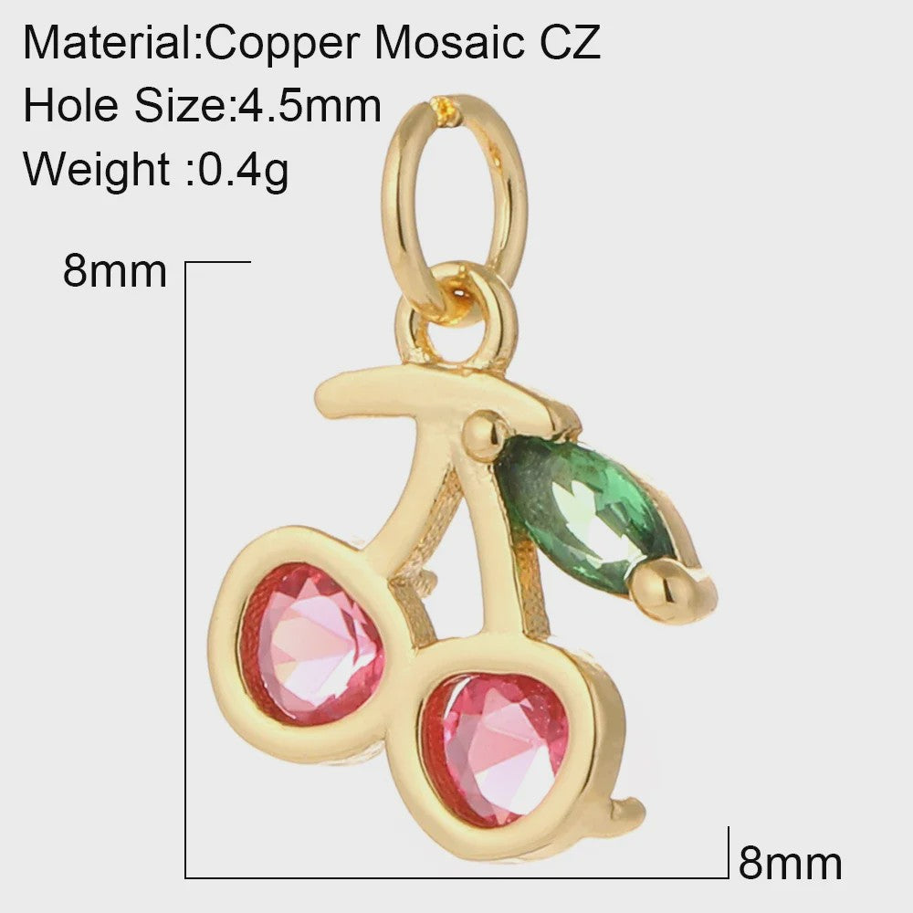 Gouden Bedeltjes voor Sieraden Maken: Cactus, Kers, Paddenstoel, Bloem & Fruit