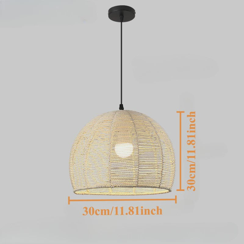 Handgeweven Rotan Hanglamp - Boho Stijl Papier Touw Plafondlamp voor Woonkamer & Slaapkamer
