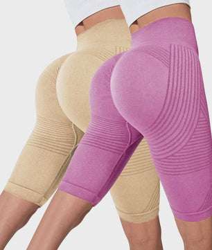 2-Pack Seamless High-Waisted Yoga Shorts met Push-Up Effect - Perfect voor Fitness & Training