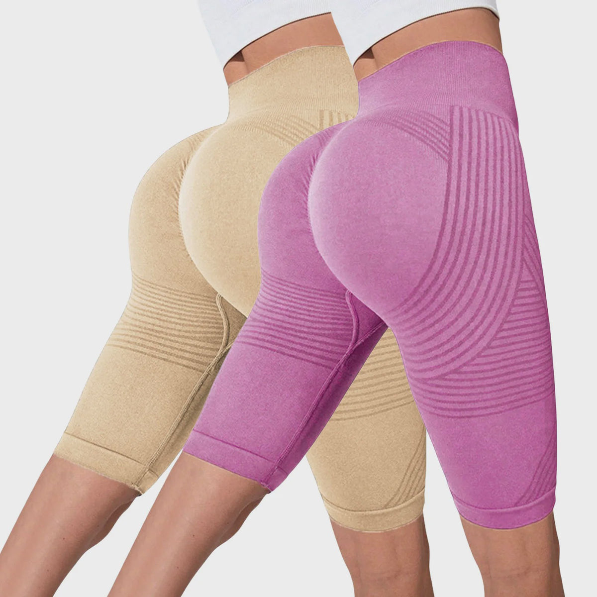 2-Pack Seamless High-Waisted Yoga Shorts met Push-Up Effect - Perfect voor Fitness & Training