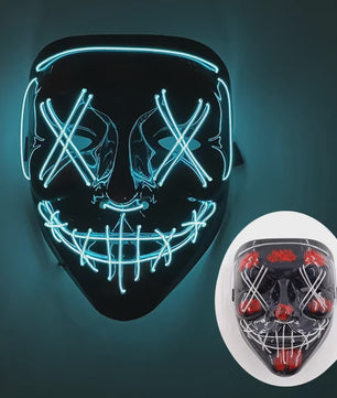 Verlicht LED Neon Purge Masker met Fiber Optic Handschoenen - Halloween & Feest