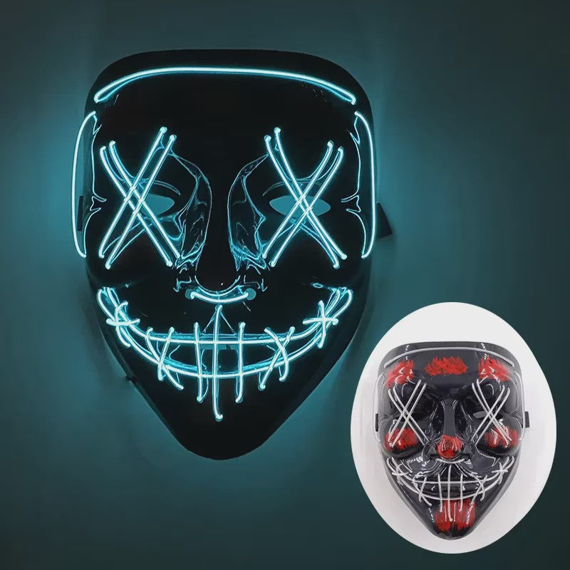 Verlicht LED Neon Purge Masker met Fiber Optic Handschoenen - Halloween & Feest