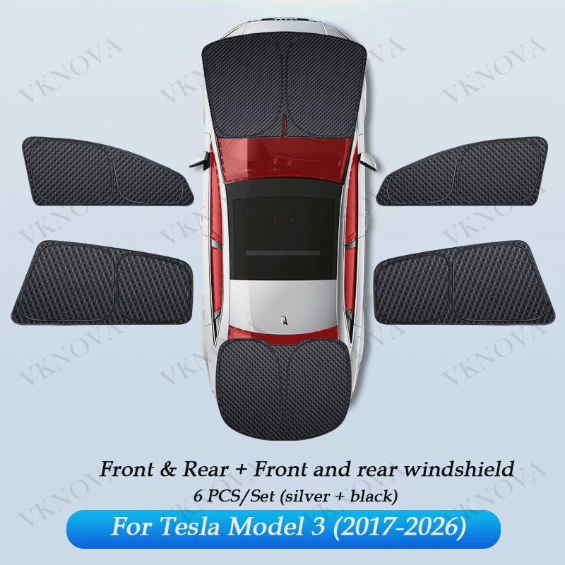 Set Zonneschermen voor Tesla Model 3/Y (2017-2025) - Privacy & UV Bescherming