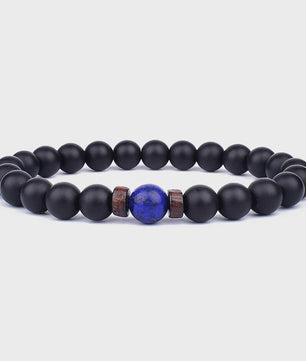 Natuursteen Armband Heren Dames - Lava & Hout Kralen 8mm