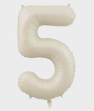 Grote Folie Ballonnen Cijfers 0-9 Cream Caramel & Wit (32/40 inch) - Feestdecoratie