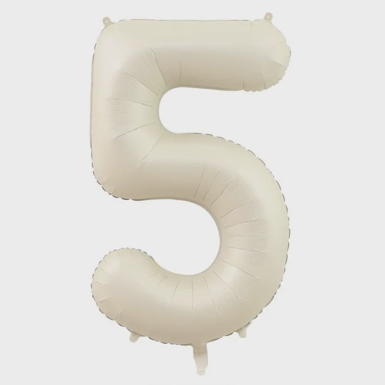 Grote Folie Ballonnen Cijfers 0-9 Cream Caramel & Wit (32/40 inch) - Feestdecoratie