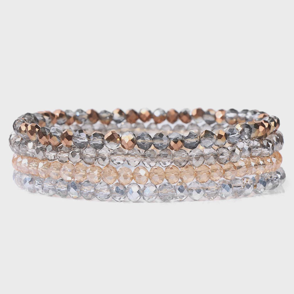 Set van 4 Kristallen Kralen Armbanden - Kleurrijk & Elegant