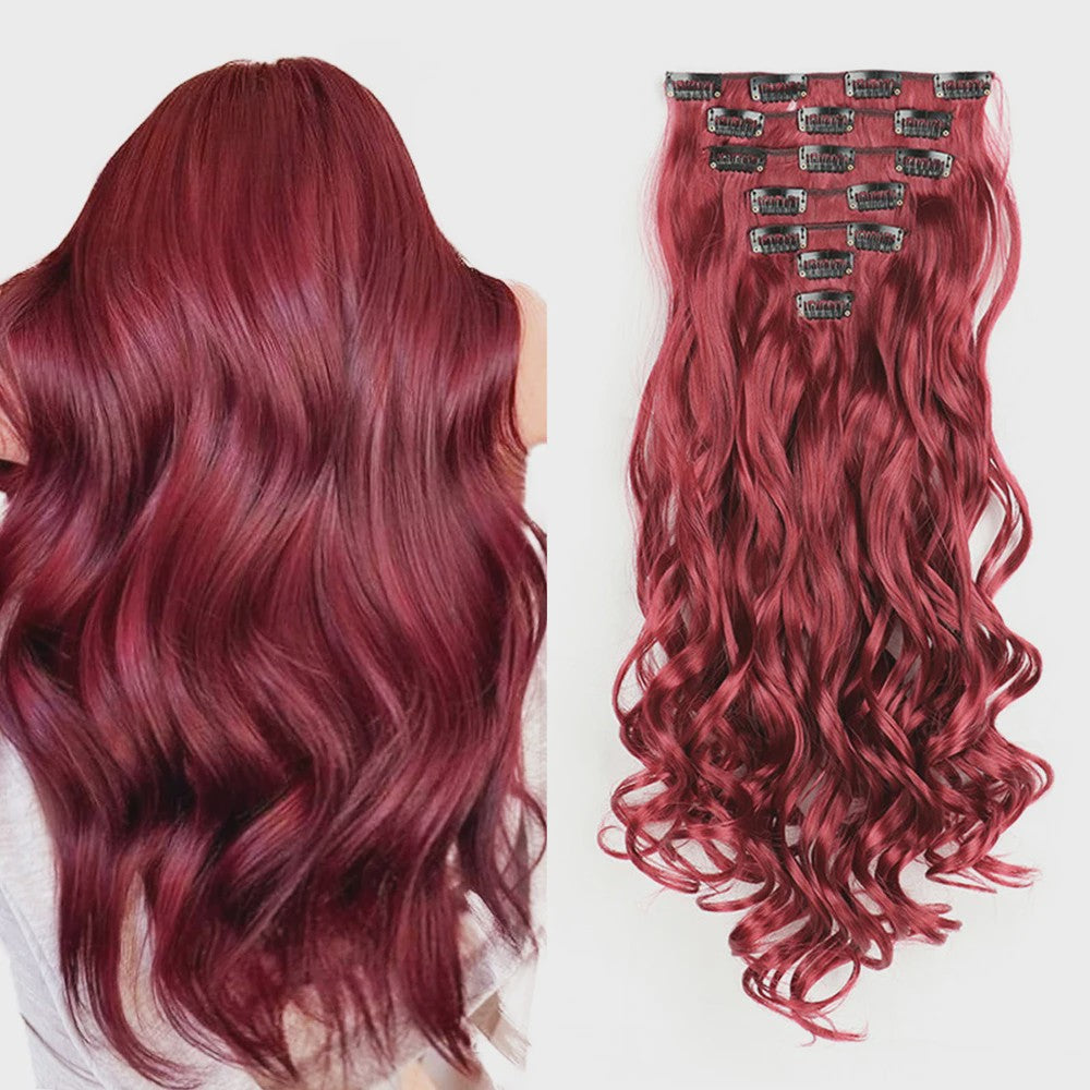 Clip-in Haarverlenging 7 Delig - 55cm Lang Krullend Synthetisch Haar