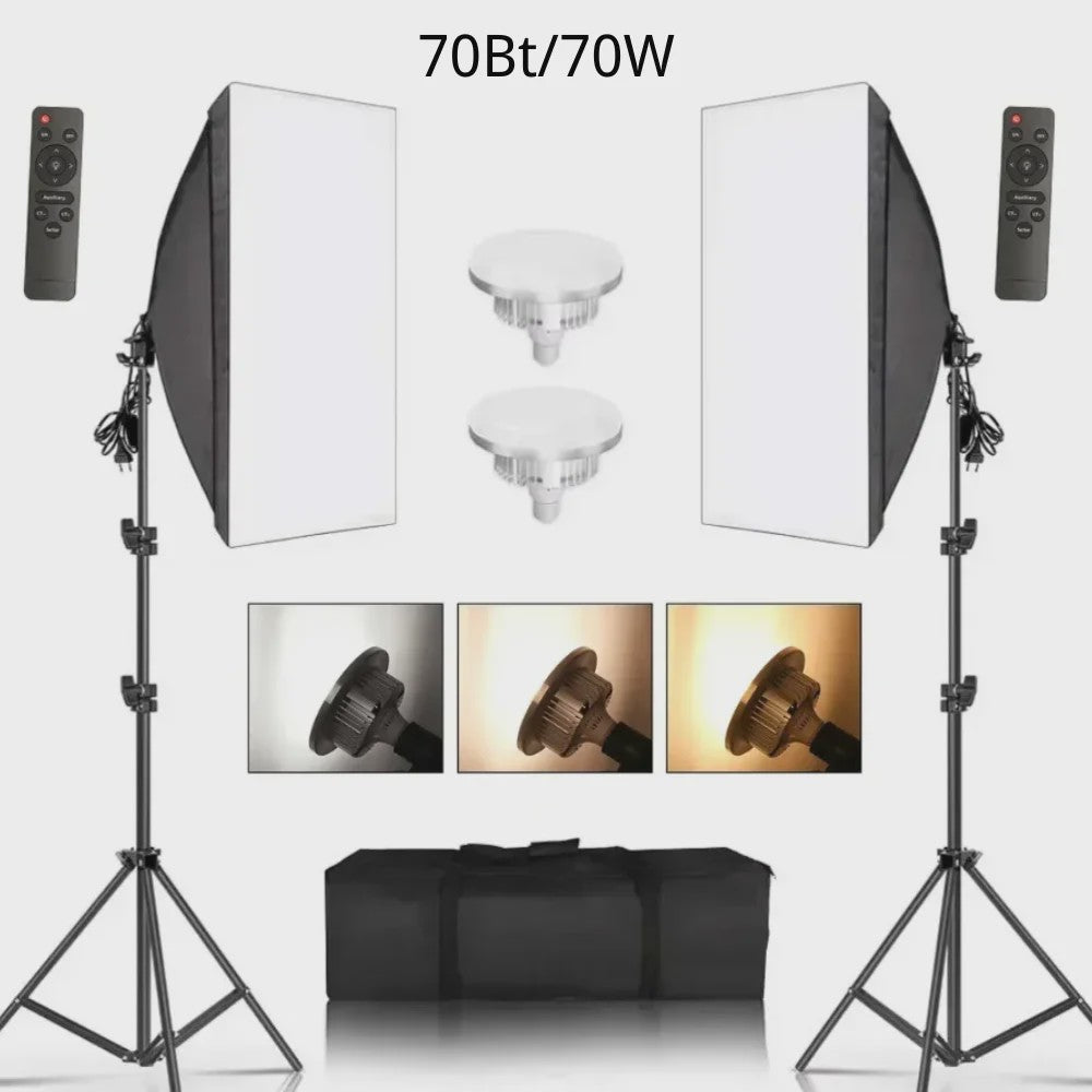 Professionele Softbox Verlichtingskit 50x70cm - Continu Licht voor Studio Fotografie