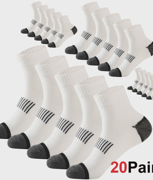 20 Paar Heren Katoenen Sokken - Comfortabel & Ademend - Maat 38-45 - Zwart