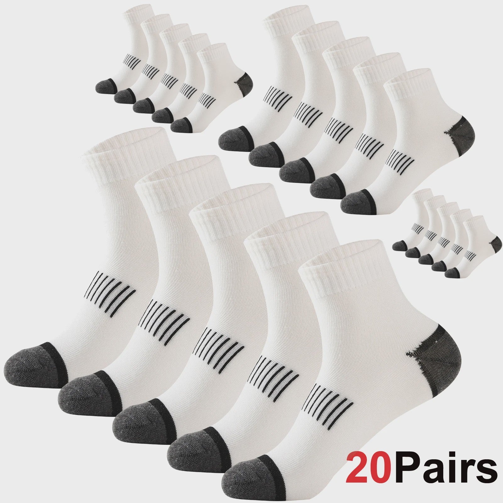 20 Paar Heren Katoenen Sokken - Comfortabel & Ademend - Maat 38-45 - Zwart