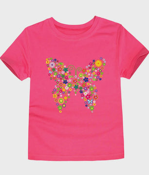 Schattig Katoenen T-shirt Meisjes met Bloemprint - Maten 2 t/m 14 Jaar