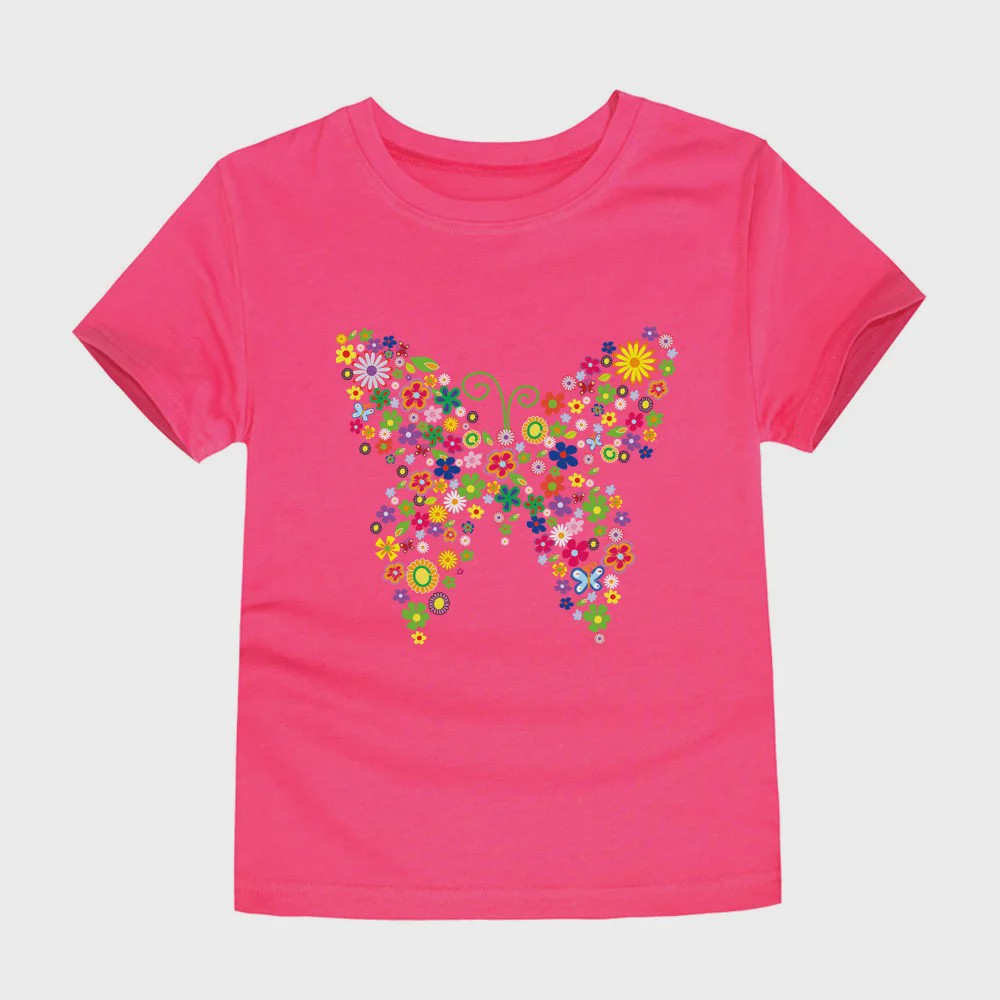 Schattig Katoenen T-shirt Meisjes met Bloemprint - Maten 2 t/m 14 Jaar