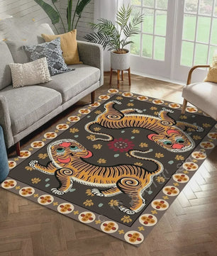 Bohemian Tibetaanse Tijger Vloerkleed - Antislip Decoratief Kleed voor Woonkamer & Slaapkamer