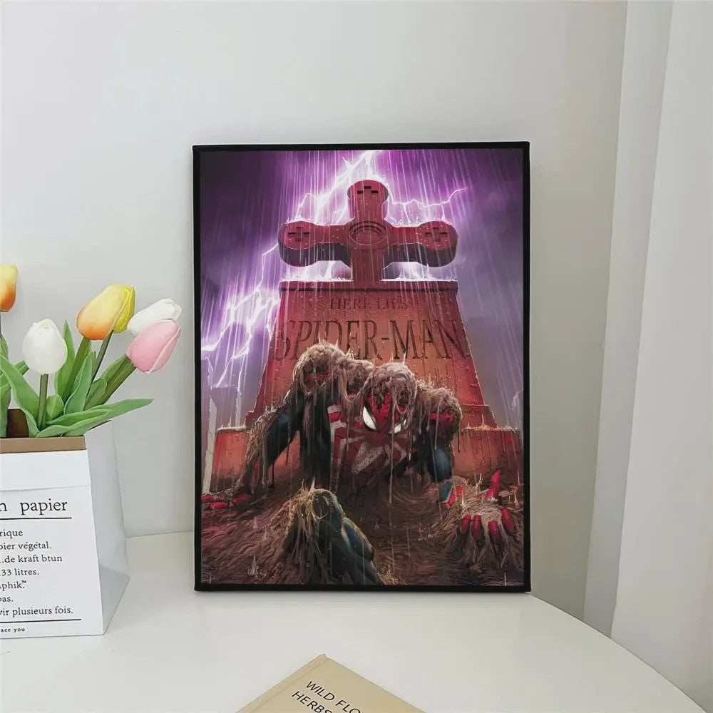 Frameloze Spiderman Poster - Marvel Kunst Print voor Woonkamer, Slaapkamer, Bar