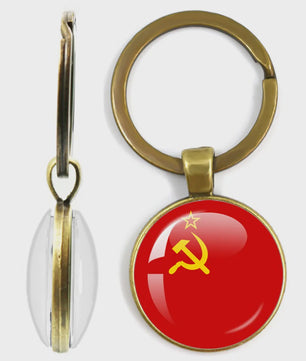 Soviet Union,Brazil,Canada,Netherlands,Israel,Syria,Venezuela,United States,Spain National Flag Series Double-Sided Keychain
