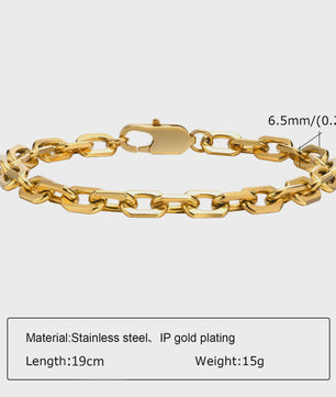 Gouden Roestvrij Staal Chunky Schakelarmband voor Dames - Waterdicht & Verstelbaar