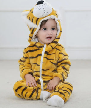Baby Romper Dierenkostuum Kigurumi - Zacht Flanellen Jumpsuit voor Jongens & Meisjes