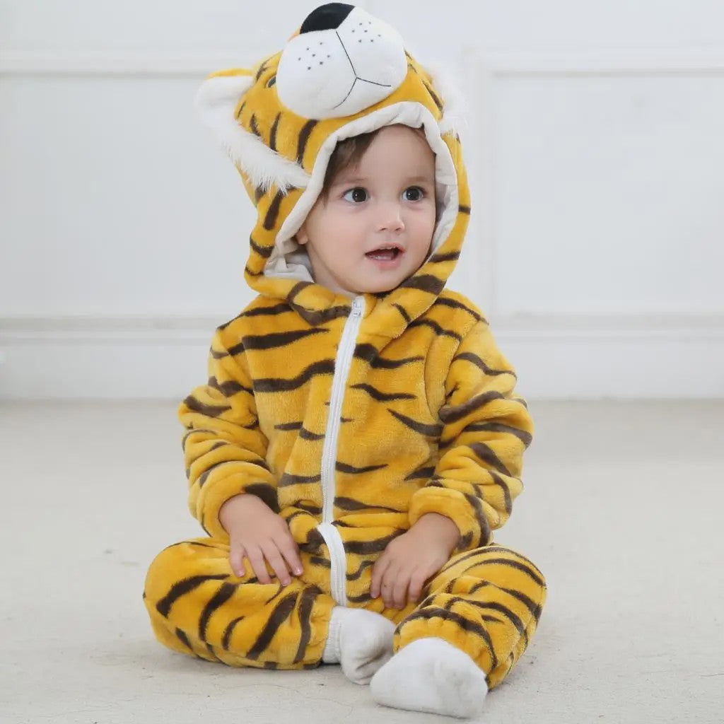 Baby Romper Dierenkostuum Kigurumi - Zacht Flanellen Jumpsuit voor Jongens & Meisjes