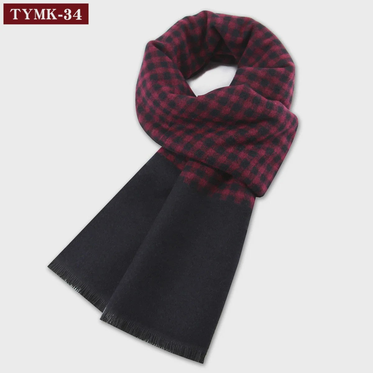 Luxe Heren Sjaal - Warme Wol & Kasjmier - Winter Ruitpatroon