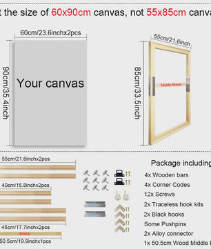 DIY Houten Canvas Frame Kit - Diverse Maten voor Schilderijen & Diamantkunst