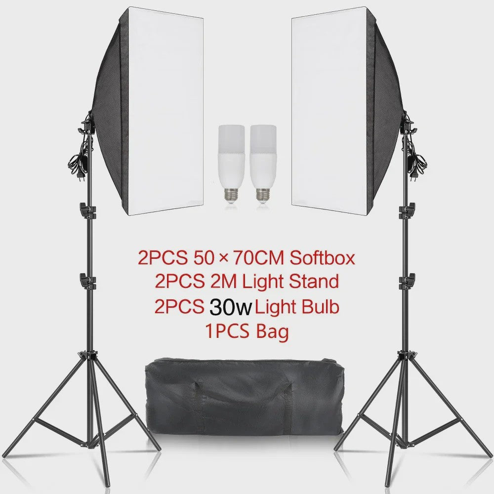 Professionele Softbox Verlichtingskit 50x70CM met E27 Fotografie Lampen