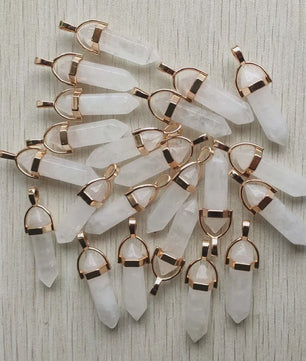 Natuurlijke Groene Aventurijn Kristal Pilaren Hangers - 24 Stuks Set voor Sieraden Maken