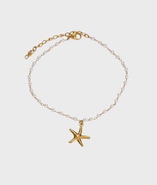 Gouden Anklet met Kralen en Bedels - Roestvrij Staal - Zomerse Strandjuwelen