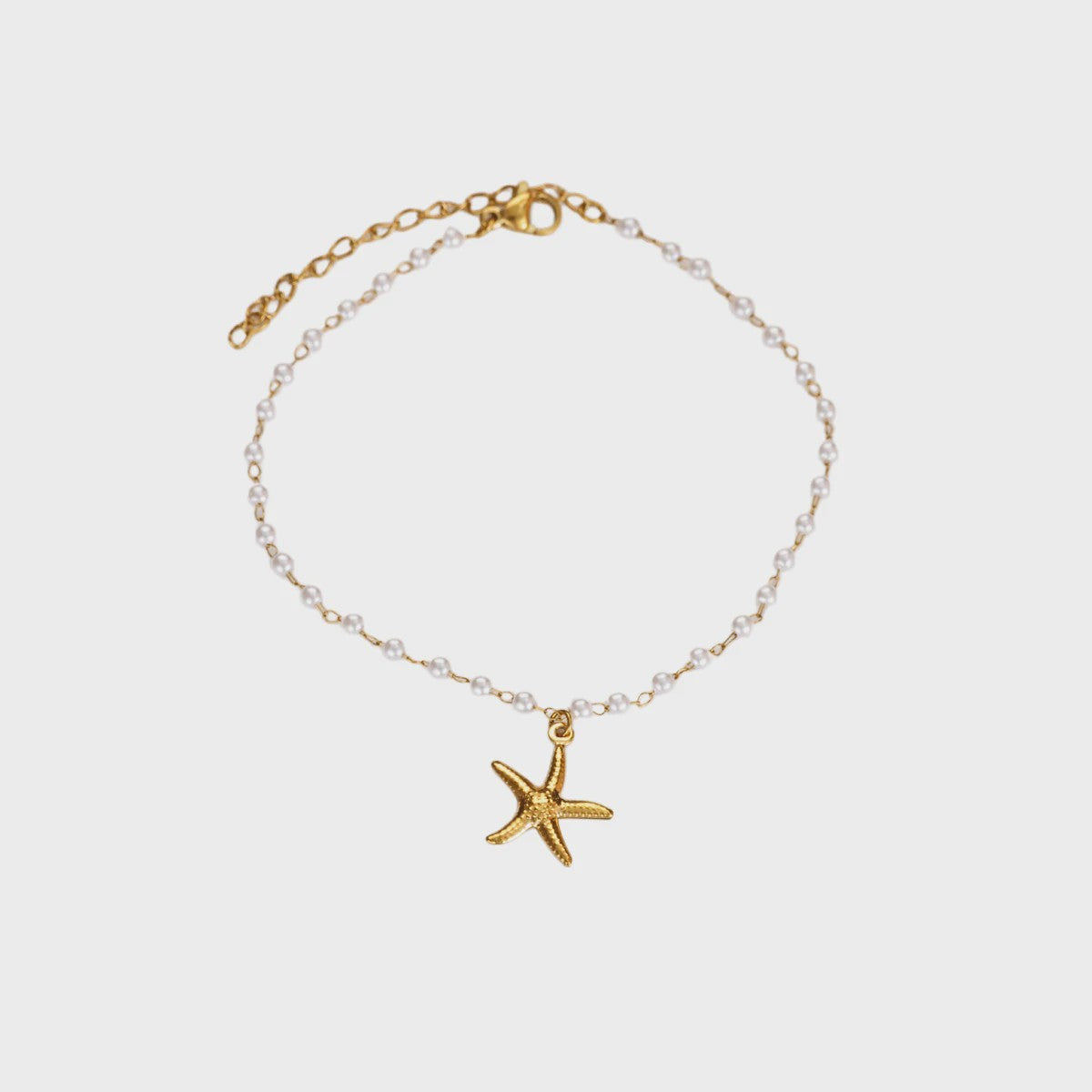 Gouden Anklet met Kralen en Bedels - Roestvrij Staal - Zomerse Strandjuwelen