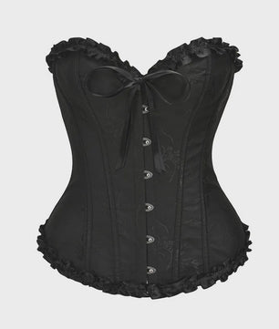 Sexy Jacquard Bustier Corset met Ruches en Push-Up Effect - Gothic Stijl
